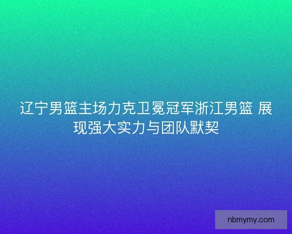 辽宁男篮主场力克卫冕冠军浙江男篮 展现强大实力与团队默契